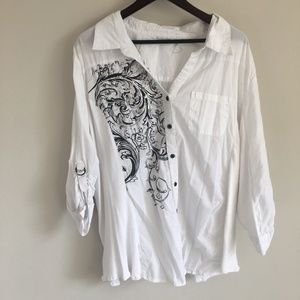 White Printed Blouse